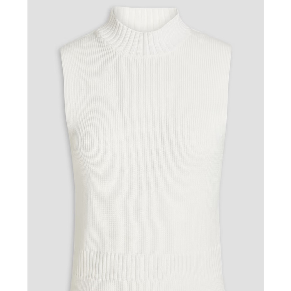 SANDRO Cutout ribbed cotton open back turtleneck top